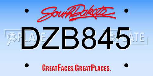 DZB845 South Dakota License Plate