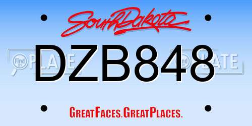 DZB848 South Dakota License Plate