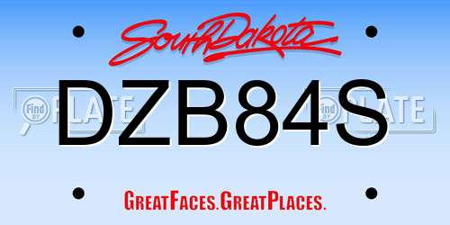 DZB84S South Dakota License Plate
