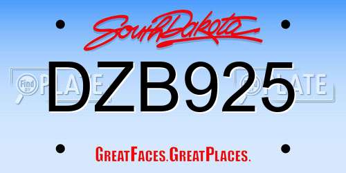 DZB925 South Dakota License Plate
