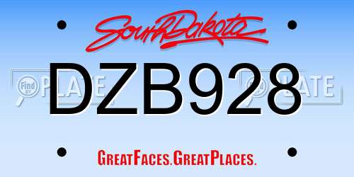 DZB928 South Dakota License Plate