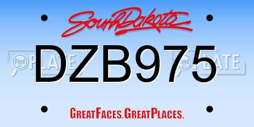 DZB975 South Dakota License Plate