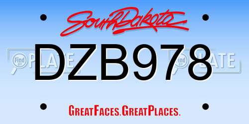 DZB978 South Dakota License Plate