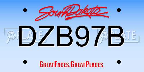 DZB97B South Dakota License Plate