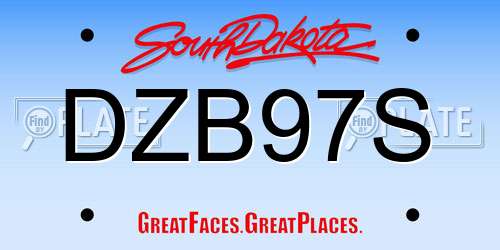 DZB97S South Dakota License Plate