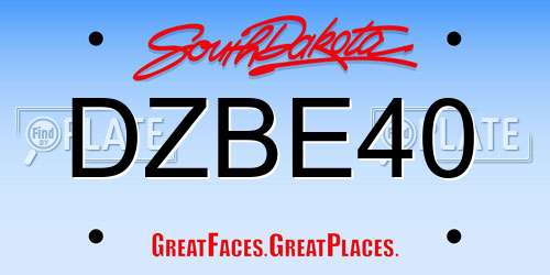 DZBE40 South Dakota License Plate