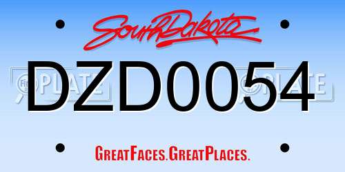 DZD0054 South Dakota License Plate