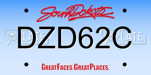 DZD62C South Dakota License Plate