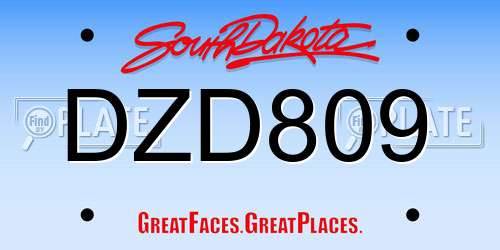 DZD809 South Dakota License Plate