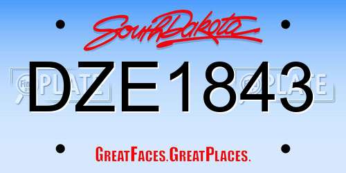 DZE1843 South Dakota License Plate