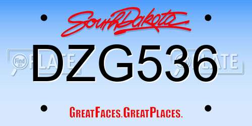 DZG536 South Dakota License Plate
