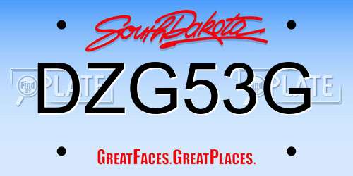 DZG53G South Dakota License Plate