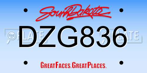 DZG836 South Dakota License Plate