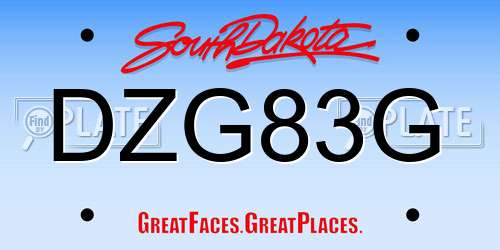 DZG83G South Dakota License Plate
