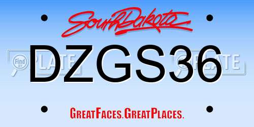 DZGS36 South Dakota License Plate