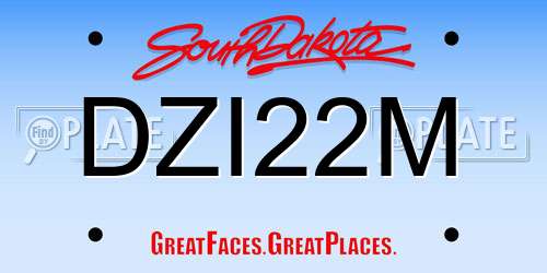DZI22M South Dakota License Plate