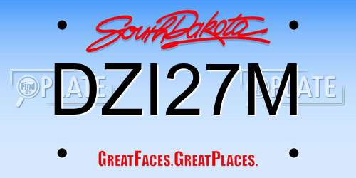 DZI27M South Dakota License Plate