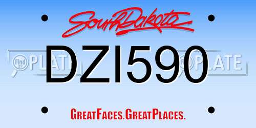 DZI590 South Dakota License Plate