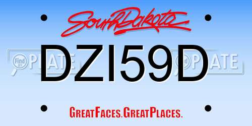 DZI59D South Dakota License Plate