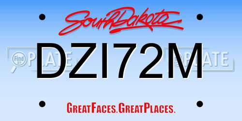 DZI72M South Dakota License Plate