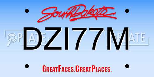 DZI77M South Dakota License Plate