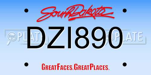 DZI890 South Dakota License Plate