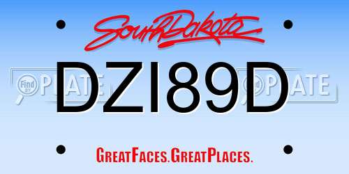 DZI89D South Dakota License Plate