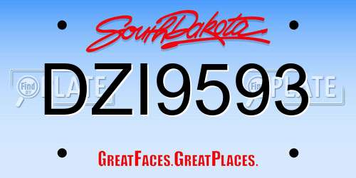 DZI9593 South Dakota License Plate