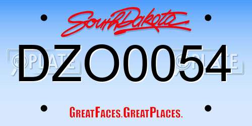 DZO0054 South Dakota License Plate
