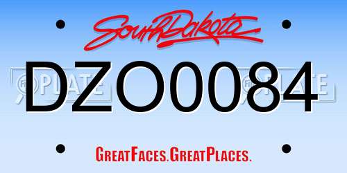 DZO0084 South Dakota License Plate
