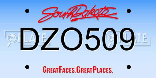 DZO509 South Dakota License Plate