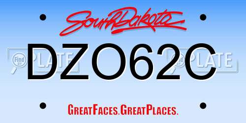 DZO62C South Dakota License Plate