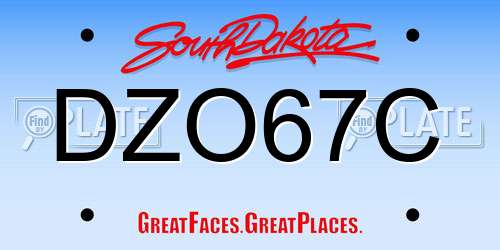 DZO67C South Dakota License Plate