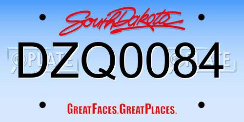 DZQ0084 South Dakota License Plate