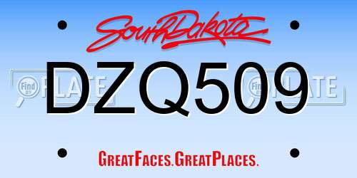 DZQ509 South Dakota License Plate