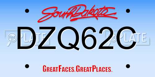 DZQ62C South Dakota License Plate