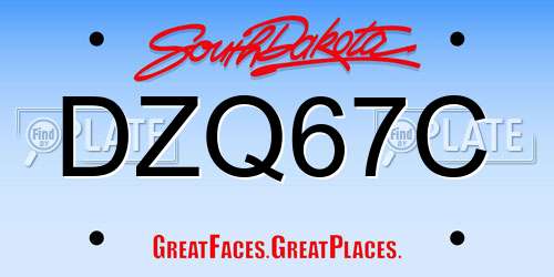 DZQ67C South Dakota License Plate