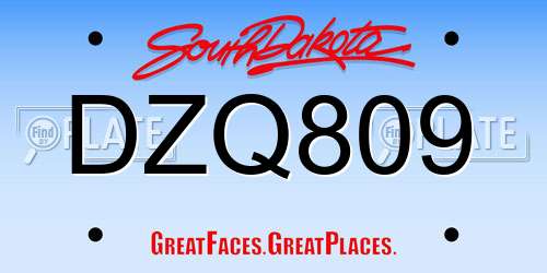 DZQ809 South Dakota License Plate
