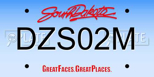 DZS02M South Dakota License Plate