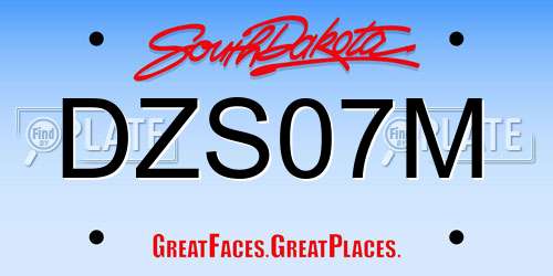 DZS07M South Dakota License Plate