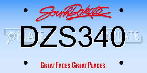 DZS340 South Dakota License Plate