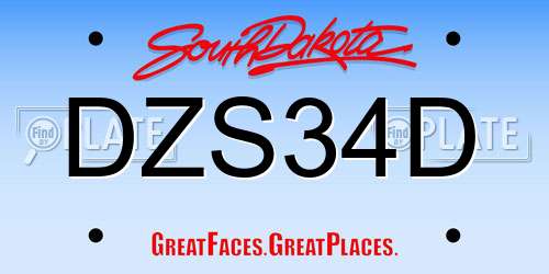 DZS34D South Dakota License Plate