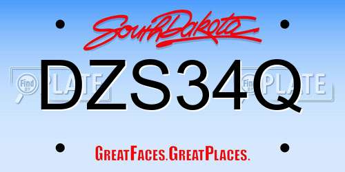 DZS34Q South Dakota License Plate