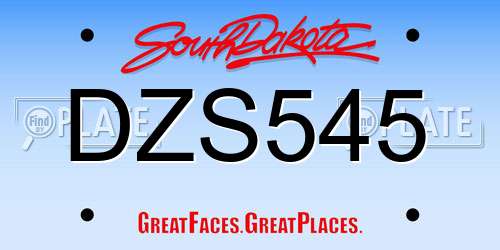 DZS545 South Dakota License Plate