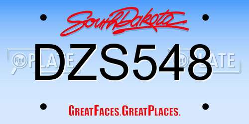 DZS548 South Dakota License Plate