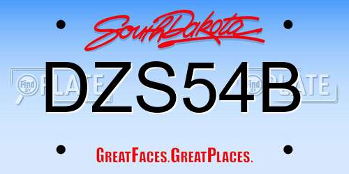 DZS54B South Dakota License Plate