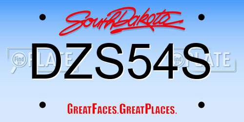 DZS54S South Dakota License Plate