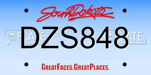 DZS848 South Dakota License Plate