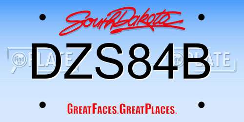DZS84B South Dakota License Plate