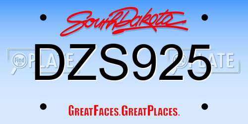 DZS925 South Dakota License Plate